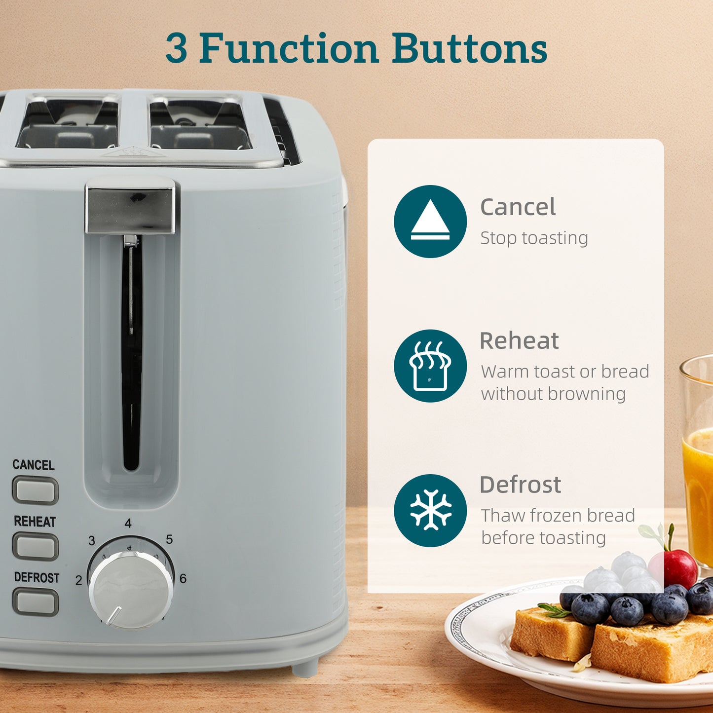 1.7L 3000W Rapid Boil Kettle and 2 Slice Toaster Set Crumb Tray Grey