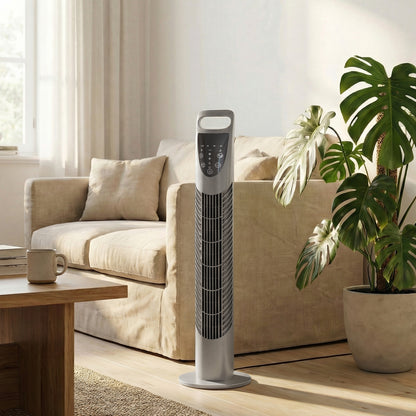 78.5cm Oscillation Tower Fan with Remote Control 3-Speed Wind White