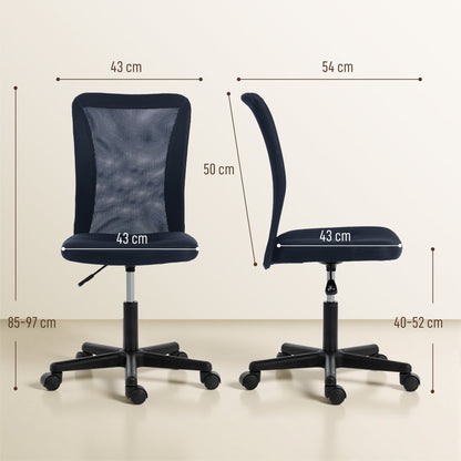 Vinsetto Armless Office Chair, Swivel Desk Chair w/ Adjustable Height