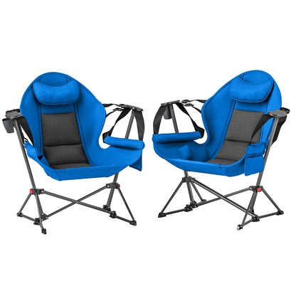 Hammock Camping Chair Set of 2, Adjustable Back Camp Chair, Blue
