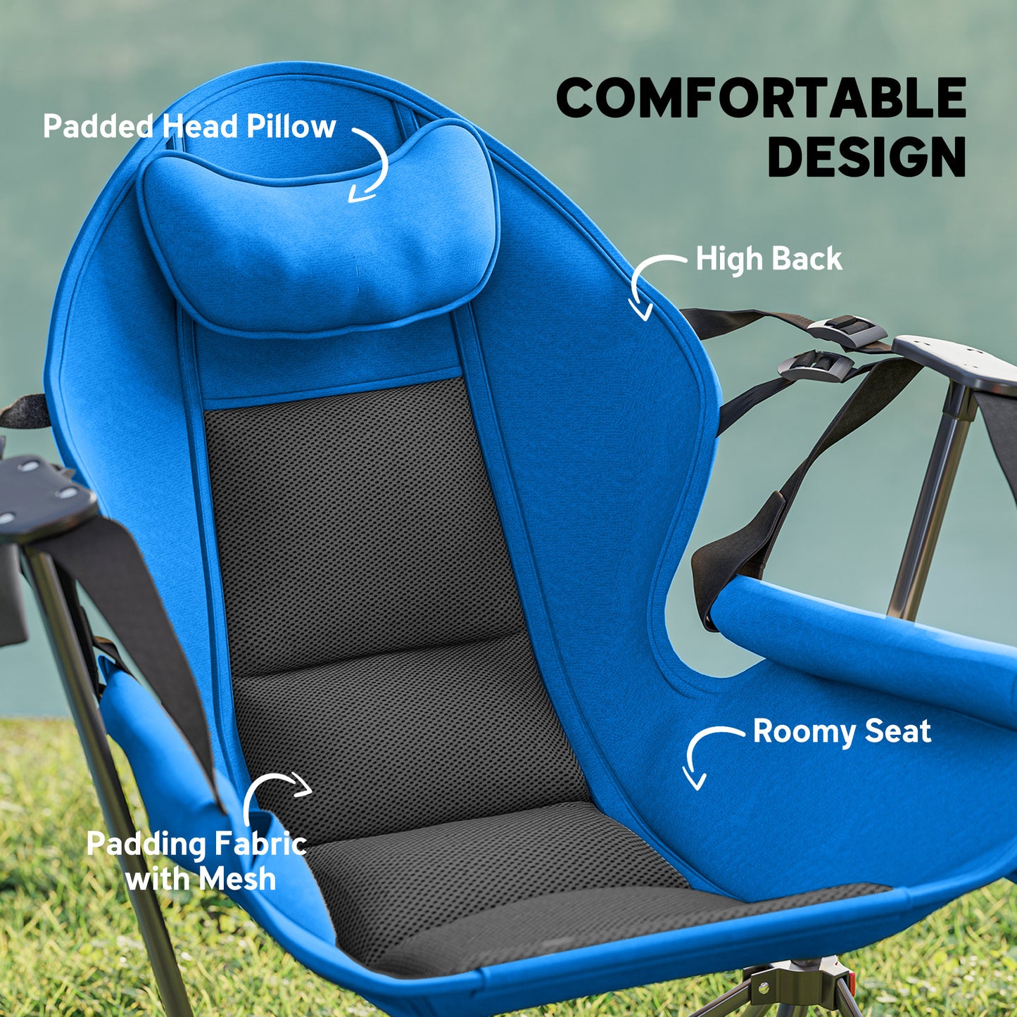 Hammock Camping Chair Set of 2, Adjustable Back Camp Chair, Blue