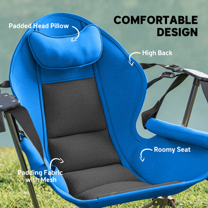 Hammock Camping Chair Set of 2, Adjustable Back Camp Chair, Blue