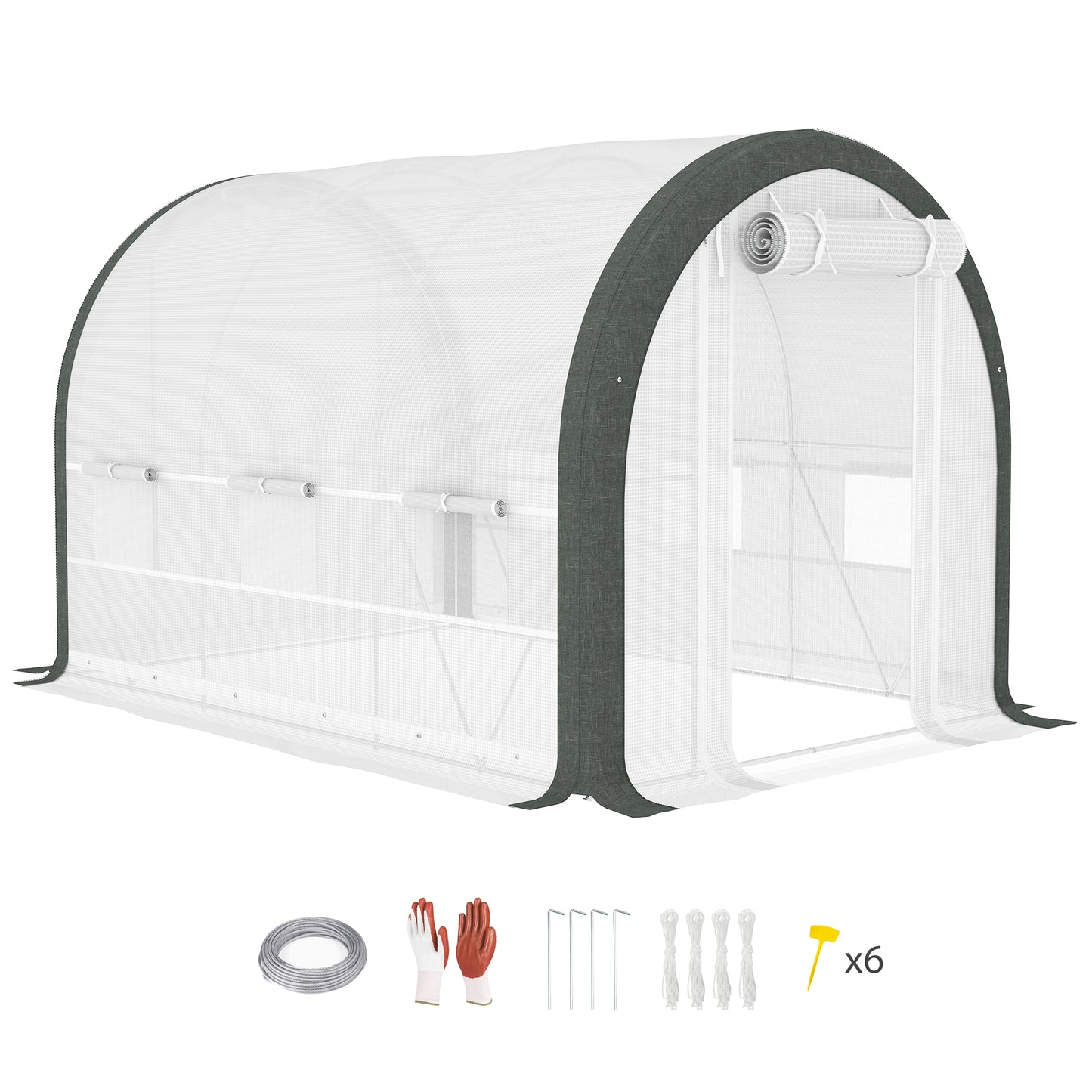 Walk-in Tunnel Greenhouse, Upgraded Structure, Mesh Door & Windows