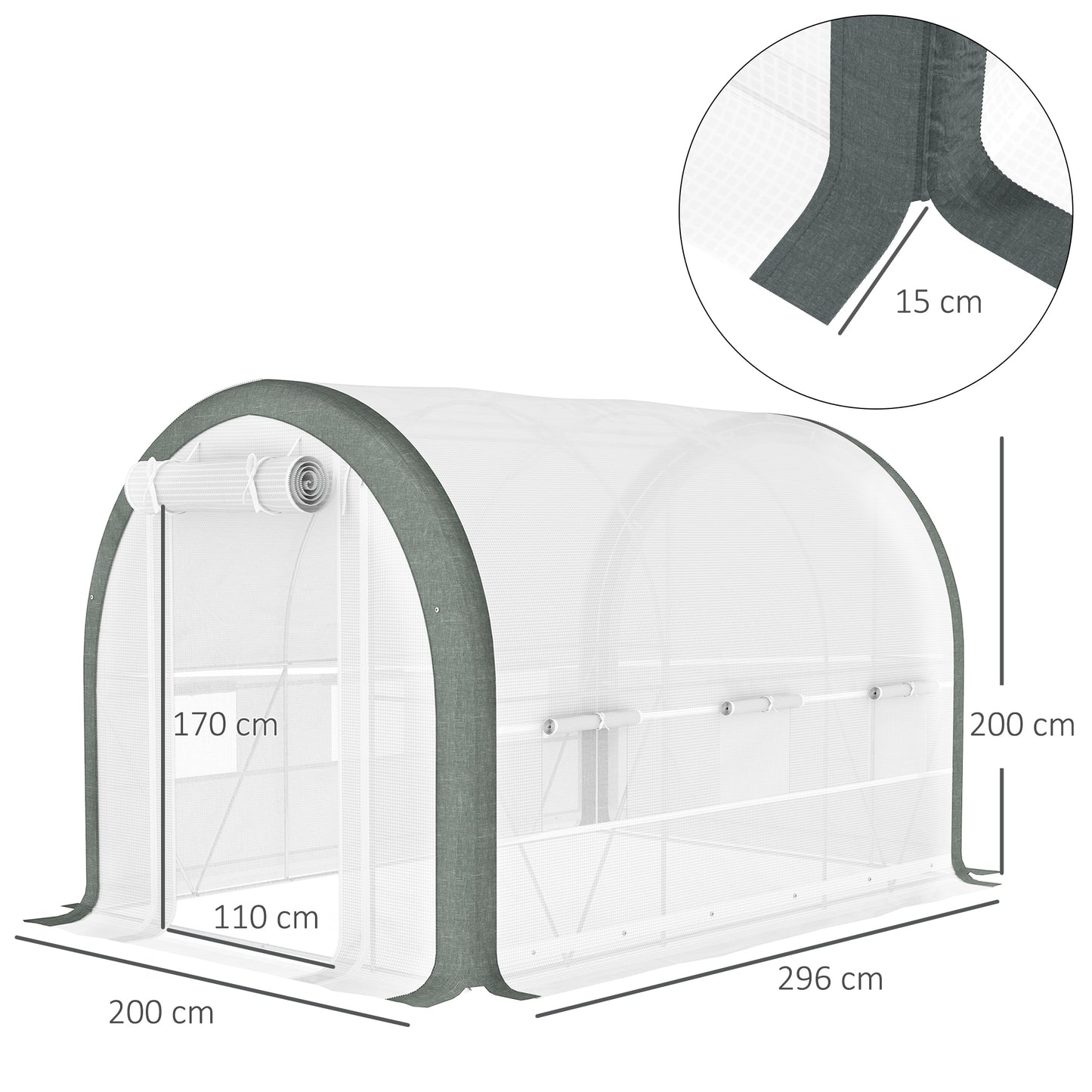 Walk-in Tunnel Greenhouse, Upgraded Structure, Mesh Door & Windows