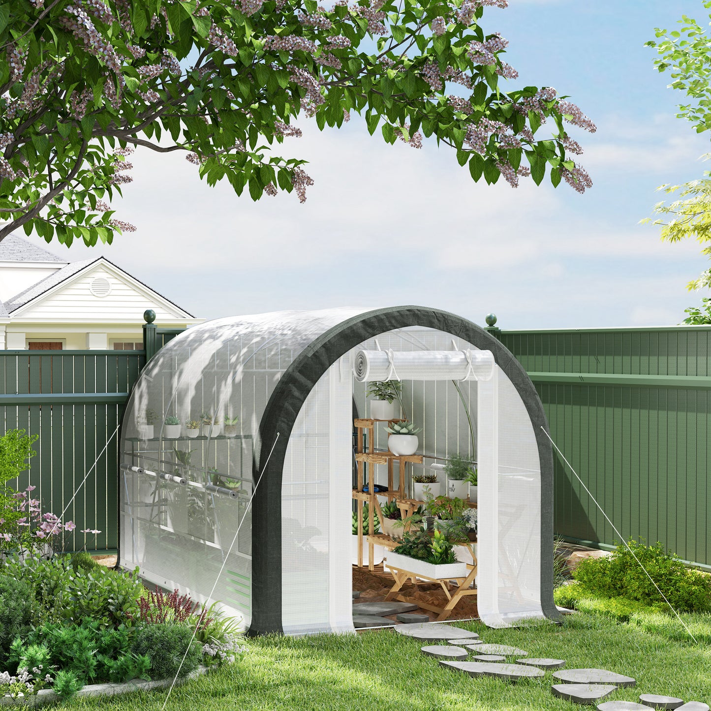 Walk-in Tunnel Greenhouse, Upgraded Structure, Mesh Door & Windows
