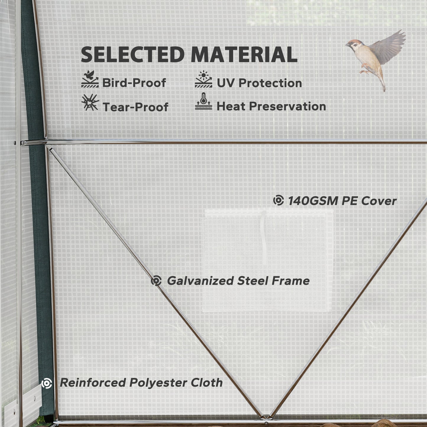 Walk-in Tunnel Greenhouse, Upgraded Structure, Mesh Door & Windows