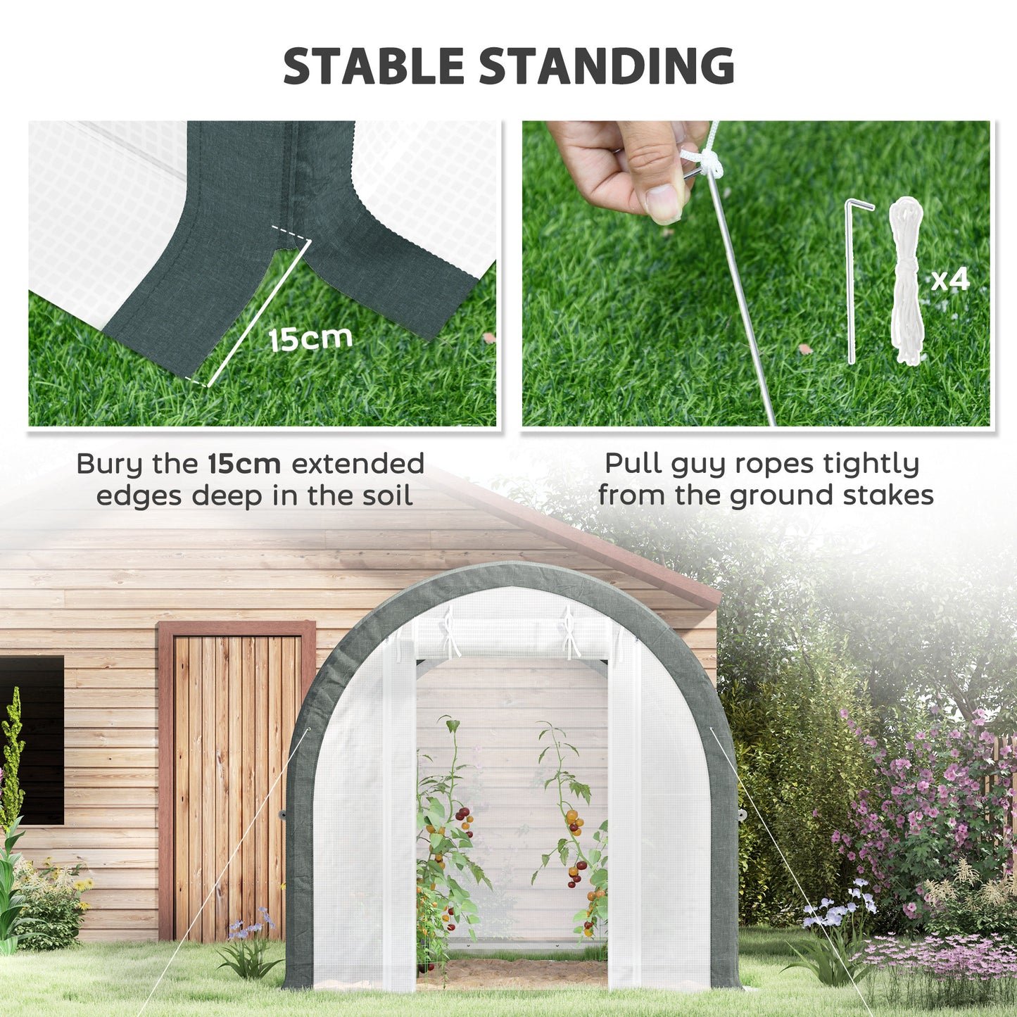 Walk-in Tunnel Greenhouse, Upgraded Structure, Mesh Door & Windows