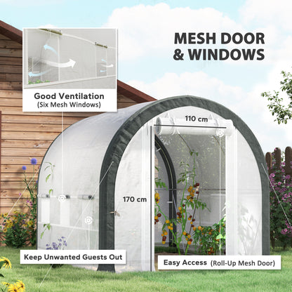 Walk-in Tunnel Greenhouse, Upgraded Structure, Mesh Door & Windows