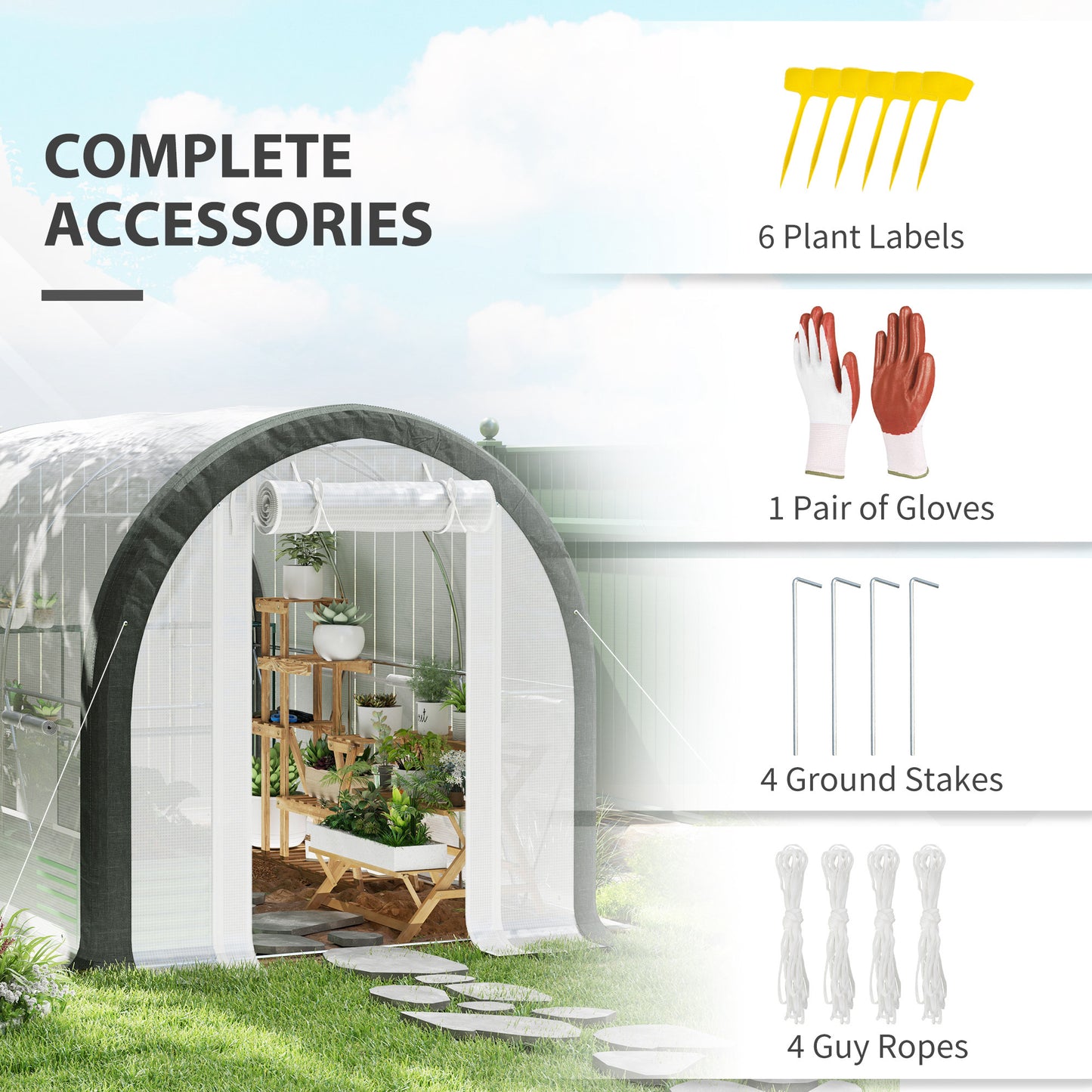 Walk-in Tunnel Greenhouse, Upgraded Structure, Mesh Door & Windows