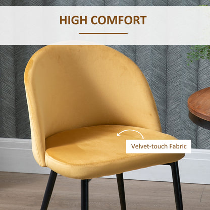 Modern Upholstered Fabric Bucket Seat Dining Chairs Set of 2 Yellow
