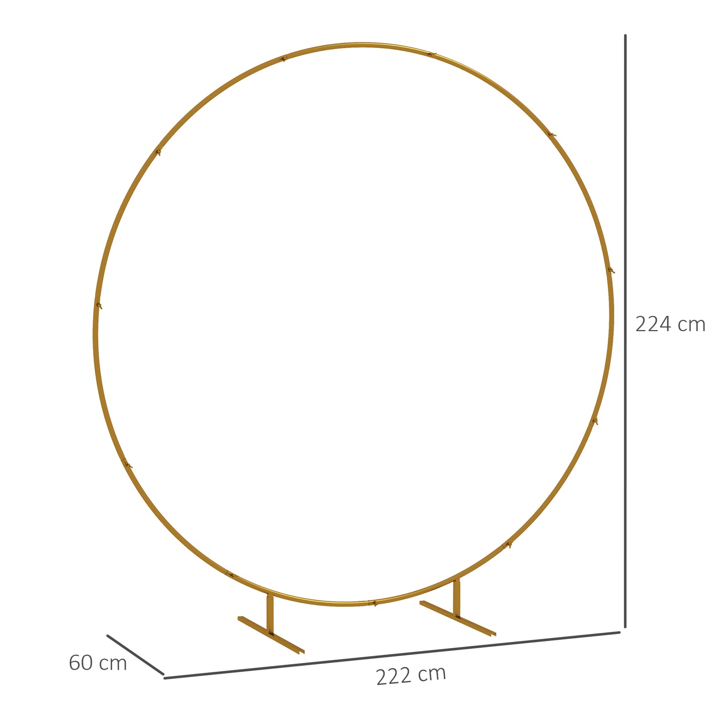 222cm Gold Tone Wedding Arch Round Backdrop Stand for Birthday Party