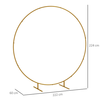 222cm Gold Tone Wedding Arch Round Backdrop Stand for Birthday Party