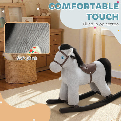 Baby Rocking Horse, Toddler Animal Rocker for Kids Aged 2-5, Grey