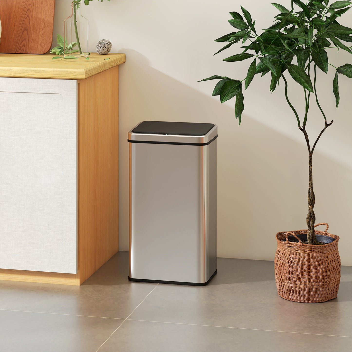 Kitchen Bin with Fast Motion Sensor, 50L Stainless Steel Sensor Bin