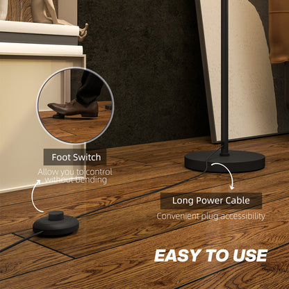Modern Standing Lamp with Double Layer Shade & Foot Switch, Black