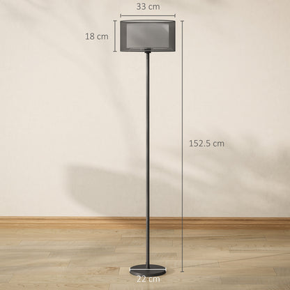 Modern Standing Lamp with Double Layer Shade & Foot Switch, Black