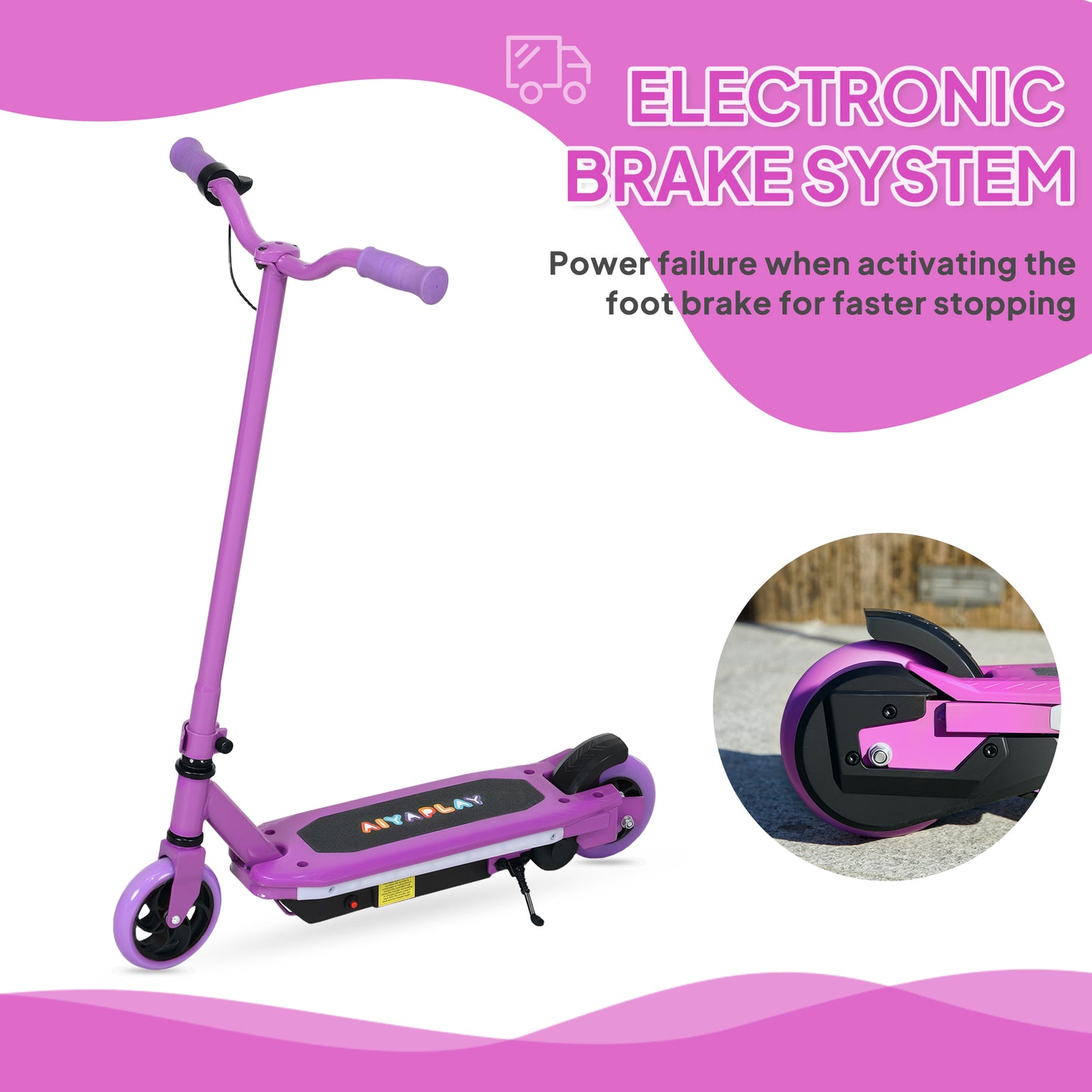 Electric Scooter for Ages 6-14 Years, with Colourful Lights, Purple