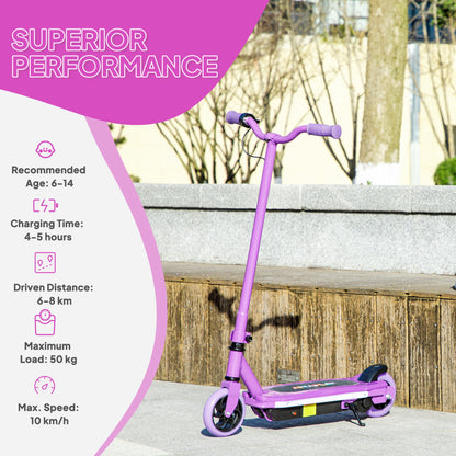 Electric Scooter for Ages 6-14 Years, with Colourful Lights, Purple
