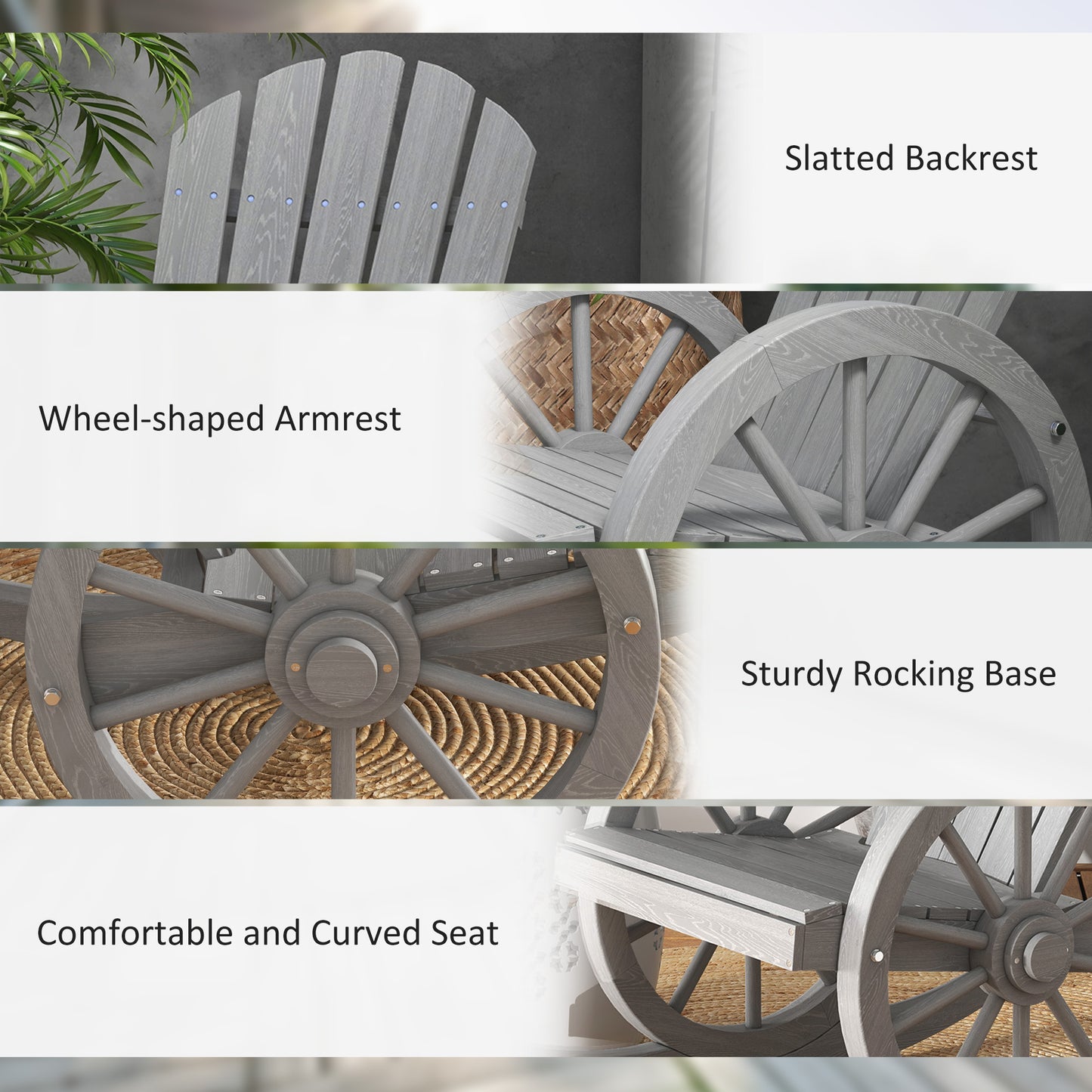 Adirondack Rocking Chair Porch Poolside Garden Lounging Grey