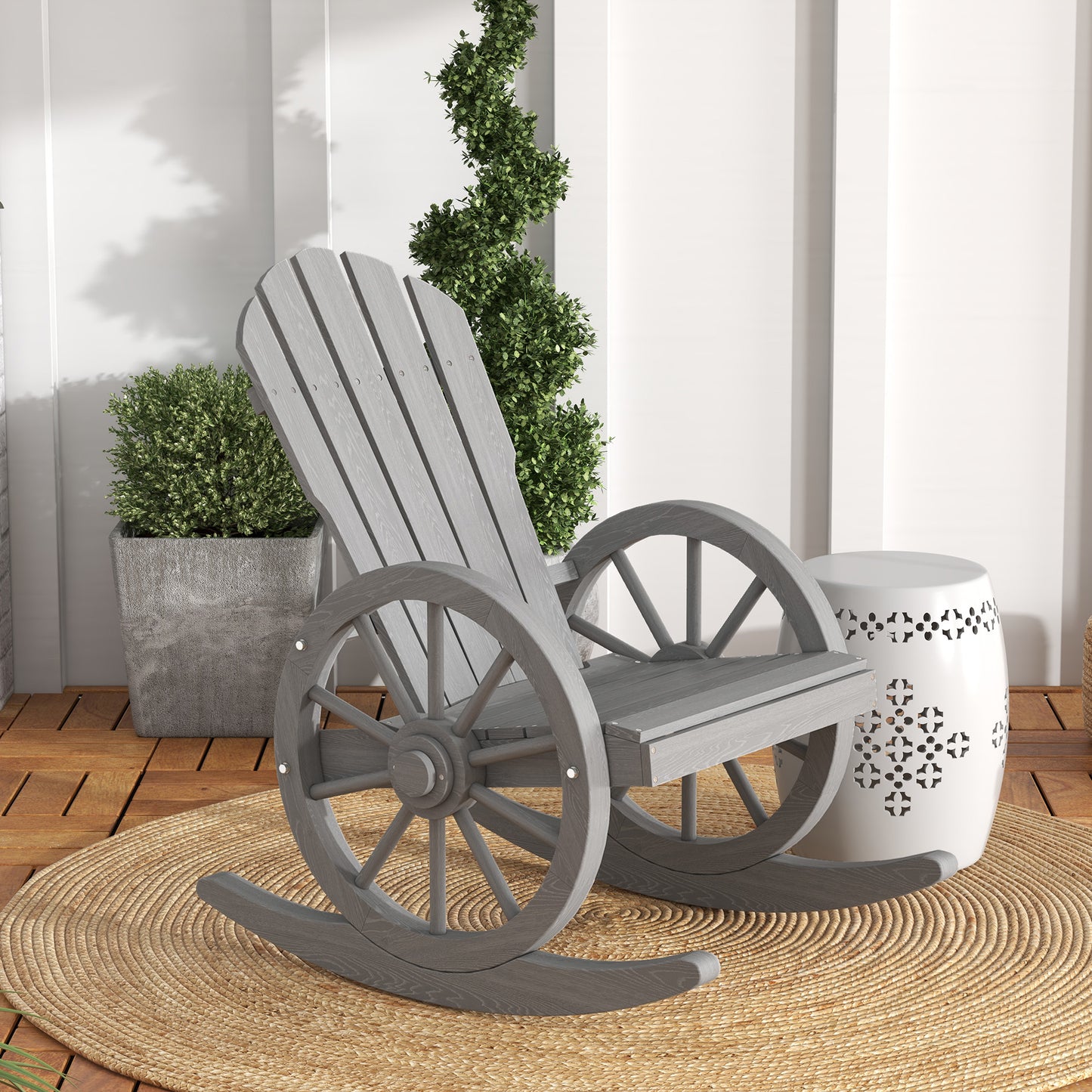 Adirondack Rocking Chair Porch Poolside Garden Lounging Grey