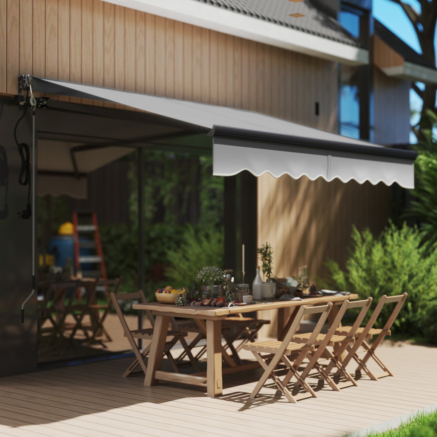 2.5 x 2m Electric Retractable Awning w/ Aluminium Frame Dark Grey