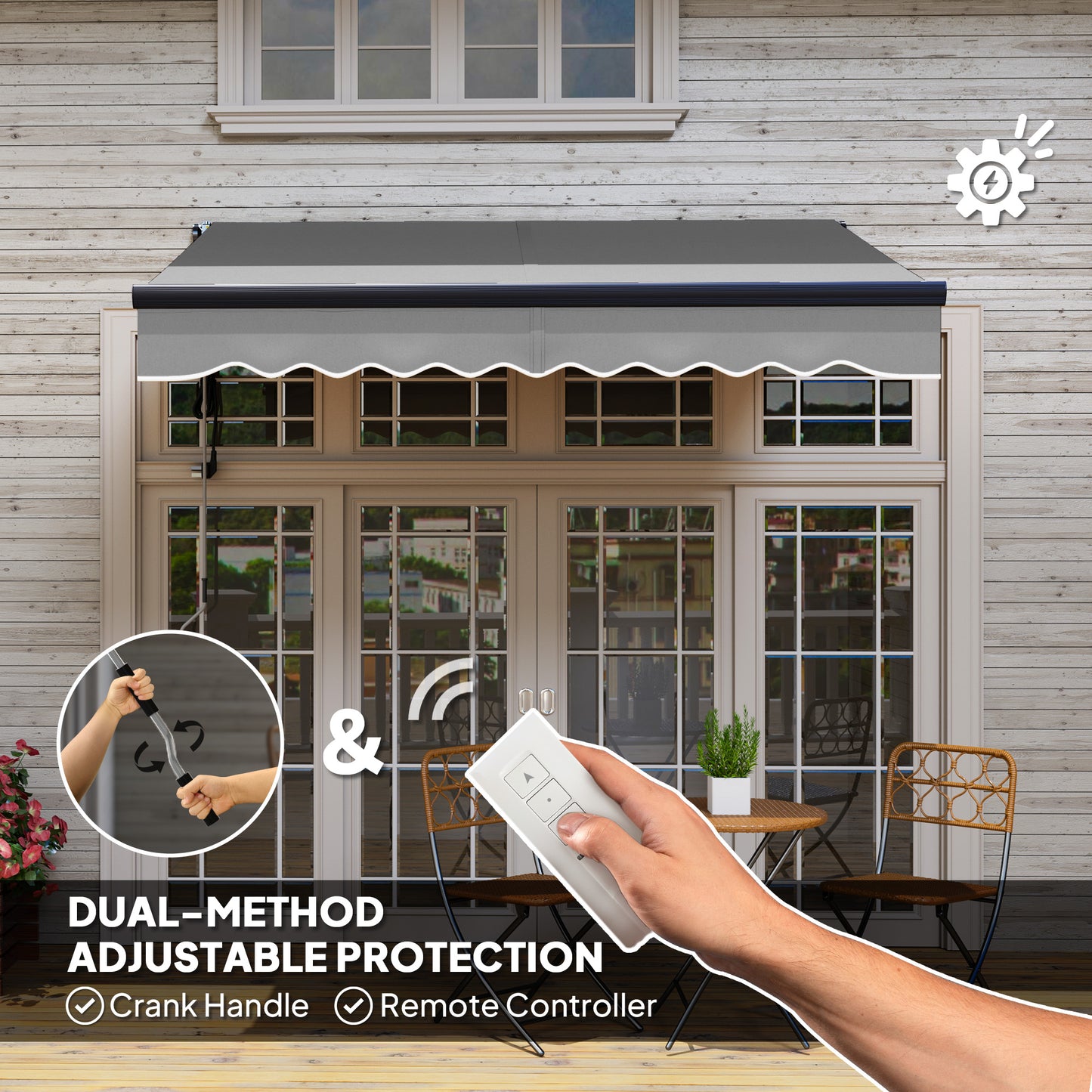 2.5 x 2m Electric Retractable Awning w/ Aluminium Frame Dark Grey