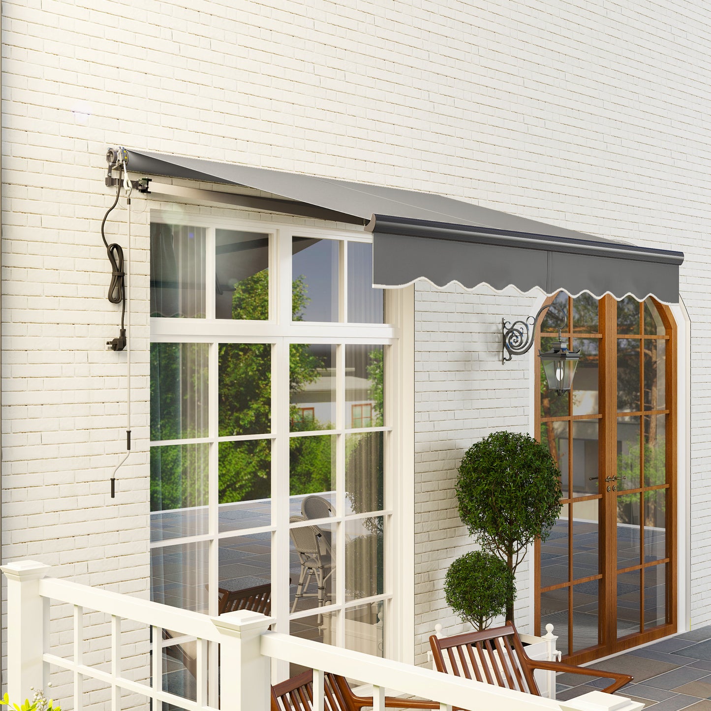 2.5 x 2m Electric Retractable Awning w/ Aluminium Frame Dark Grey