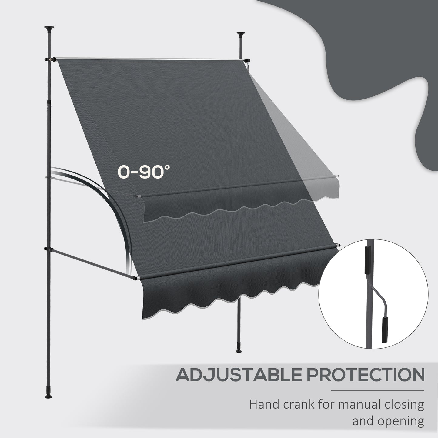 2 x 1.2m Freestanding Retractable Awning, Non-Screw Garden Awning