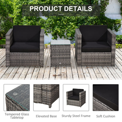 Warehouse Clearance Sale - 3Pcs Patio 2 Seater Rattan Sofa Garden Furniture Set Coffee w/ Cushions