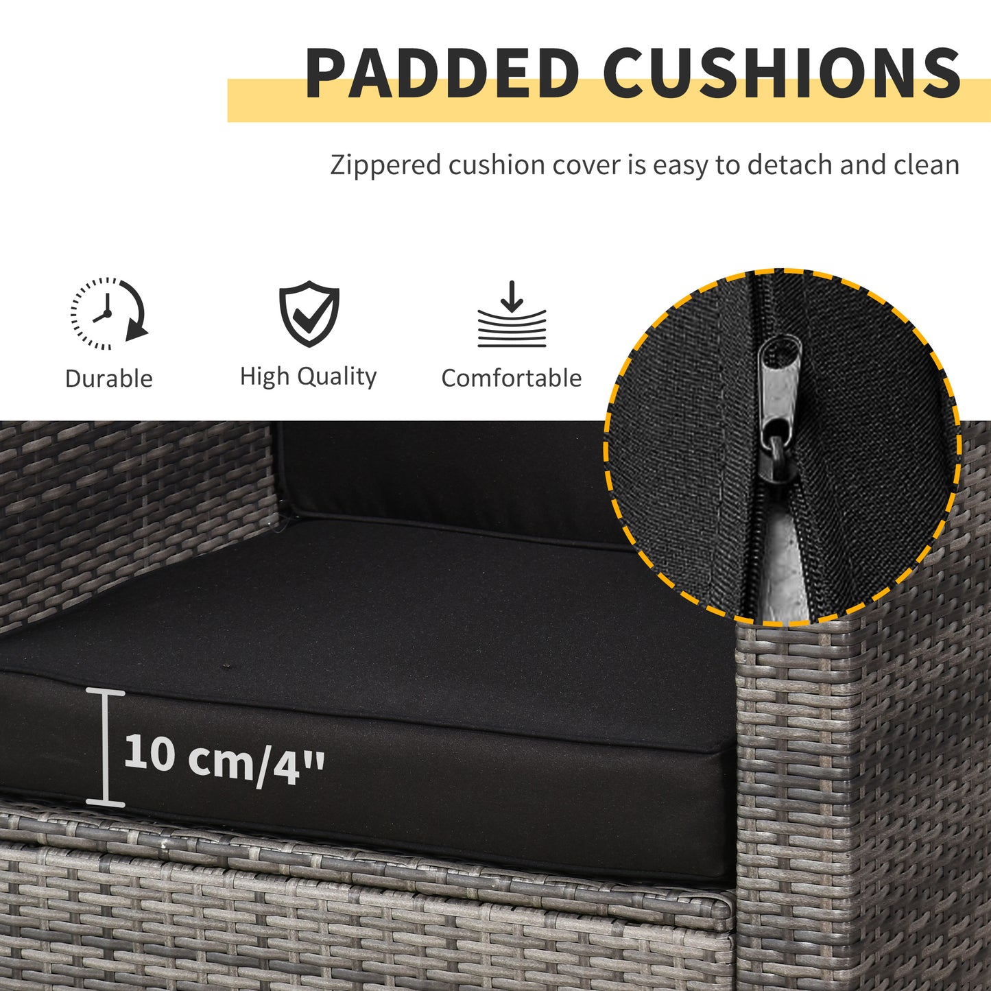 Warehouse Clearance Sale - 3Pcs Patio 2 Seater Rattan Sofa Garden Furniture Set Coffee w/ Cushions