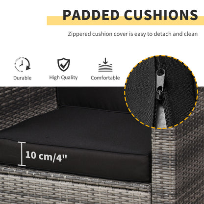 Warehouse Clearance Sale - 3Pcs Patio 2 Seater Rattan Sofa Garden Furniture Set Coffee w/ Cushions
