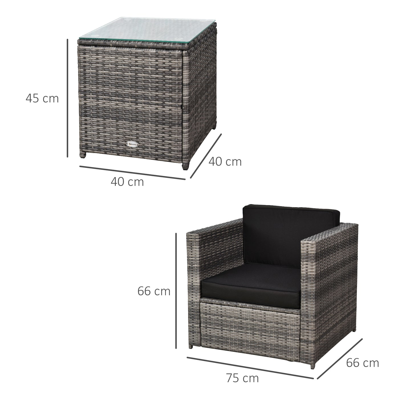 Warehouse Clearance Sale - 3Pcs Patio 2 Seater Rattan Sofa Garden Furniture Set Coffee w/ Cushions