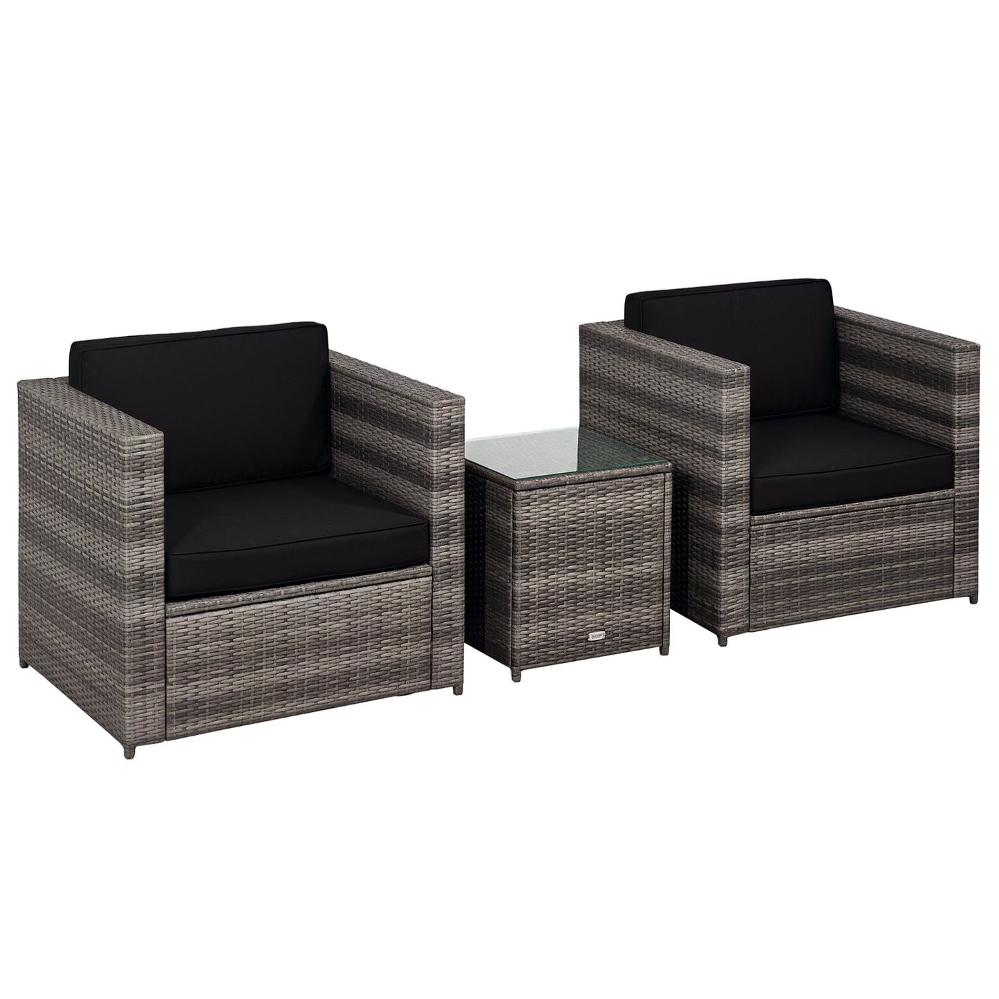 Warehouse Clearance Sale - 3Pcs Patio 2 Seater Rattan Sofa Garden Furniture Set Coffee w/ Cushions