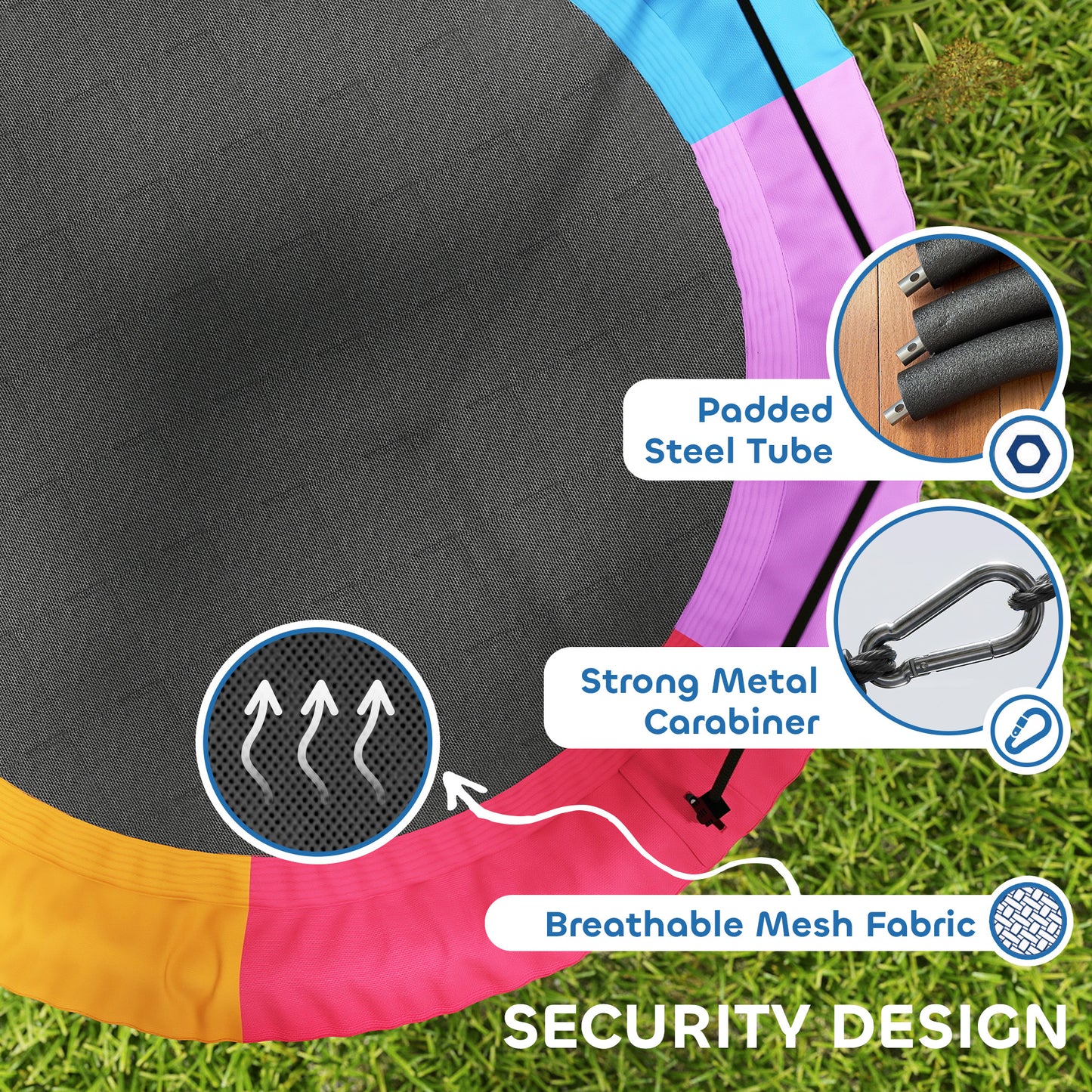Nest Swing Heavy Duty 300kg Waterproof 120 cm Rainbow