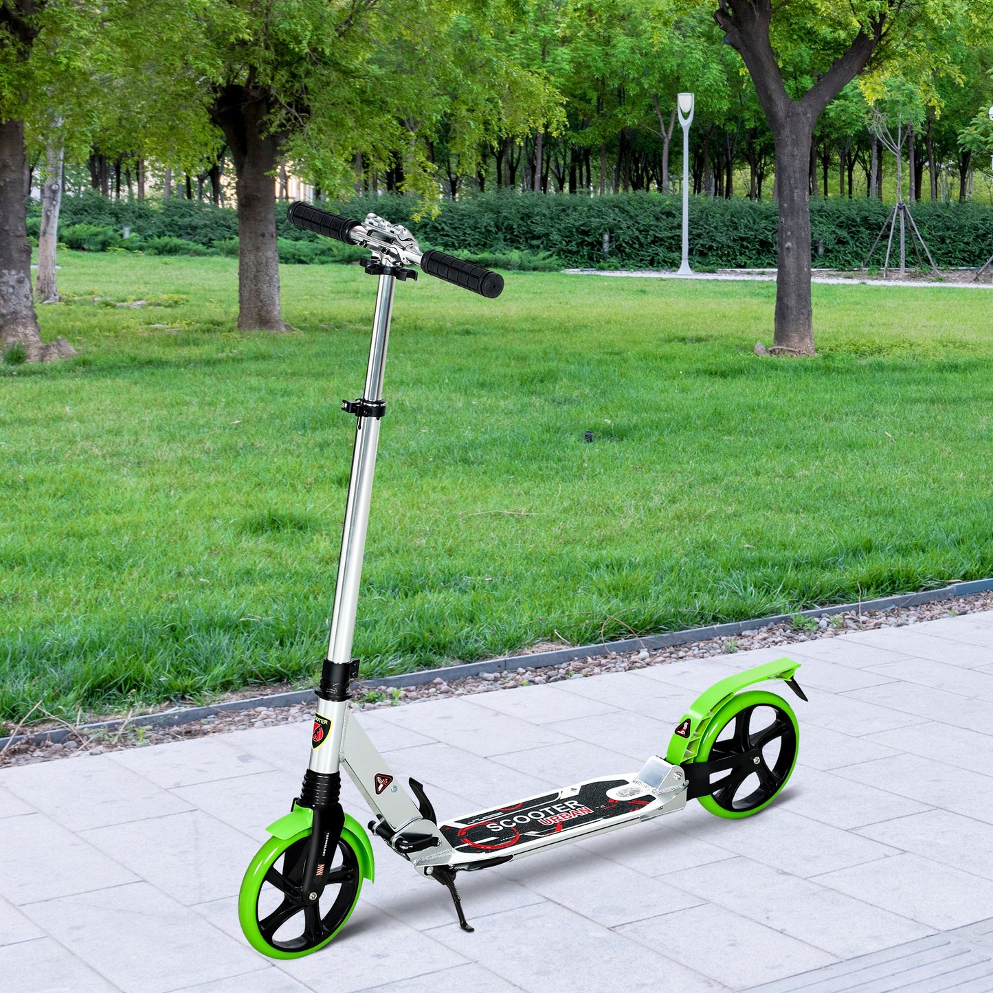 Folding Kick Scooter with Big Wheels for 14+ Teens Adult, Green