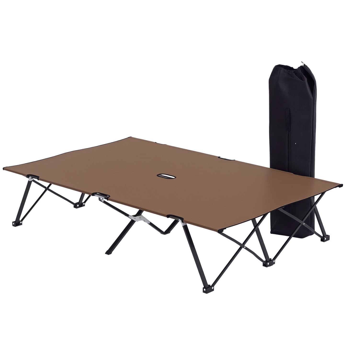 Double Camping Folding Cot Portable Sleeping Bed, Charcoal Khaki