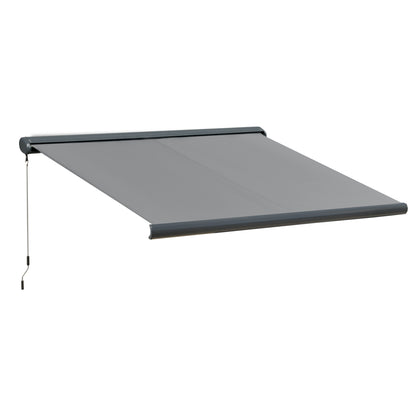 3x2.5m LED Light Cassette Electric/Manual Awning Window Sun Shade Grey