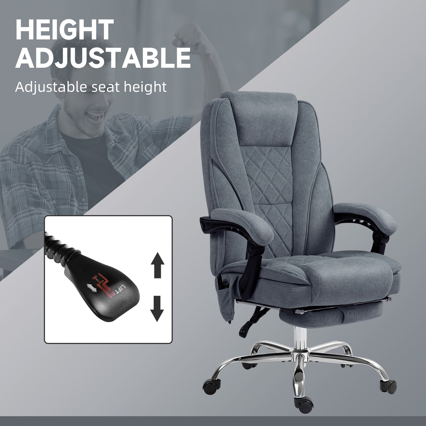 Massage Office Chair, Heated Reclining Desk Chair, Dark Grey