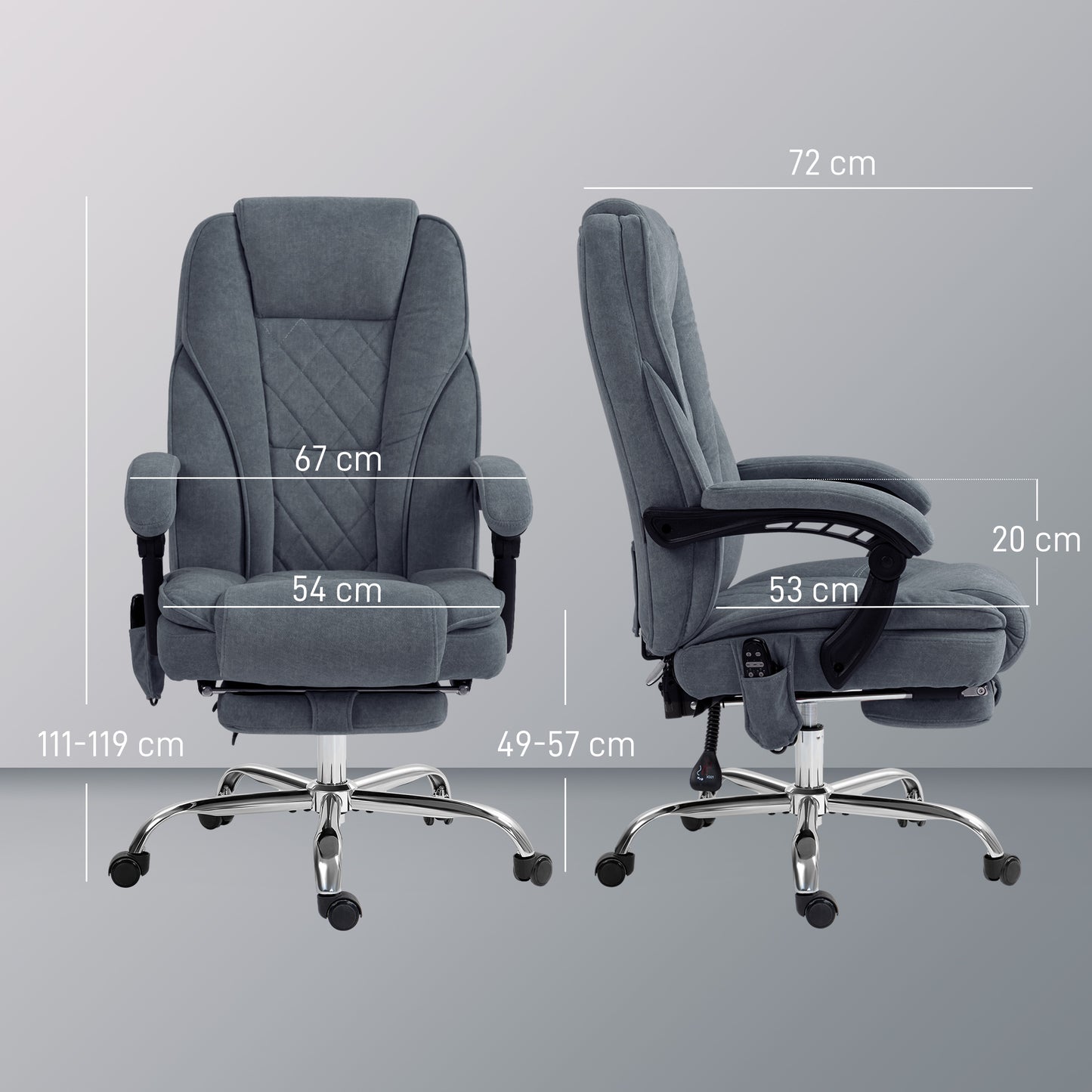 Massage Office Chair, Heated Reclining Desk Chair, Dark Grey