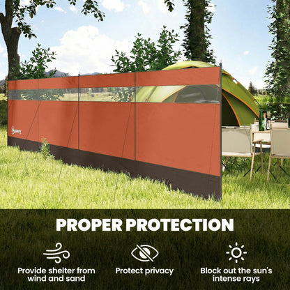 Camping Windbreaks with Clear Windows, 725 x 140cm, Orange