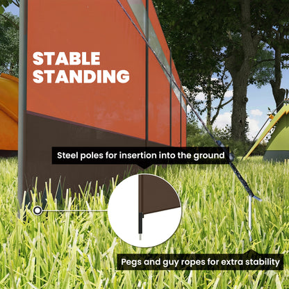 Camping Windbreaks with Clear Windows, 725 x 140cm, Orange