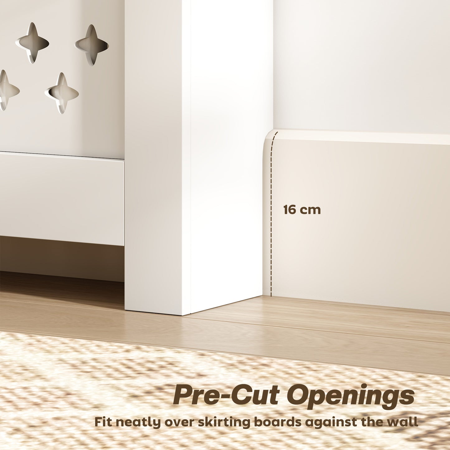 Heater Cover with Flip Drawer and Top Shelf 108 x 19 x 95.5 cm White
