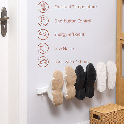 Wall Mounted Electric Shoe Dryer Shoe Warmers for Boots 3 Pairs White