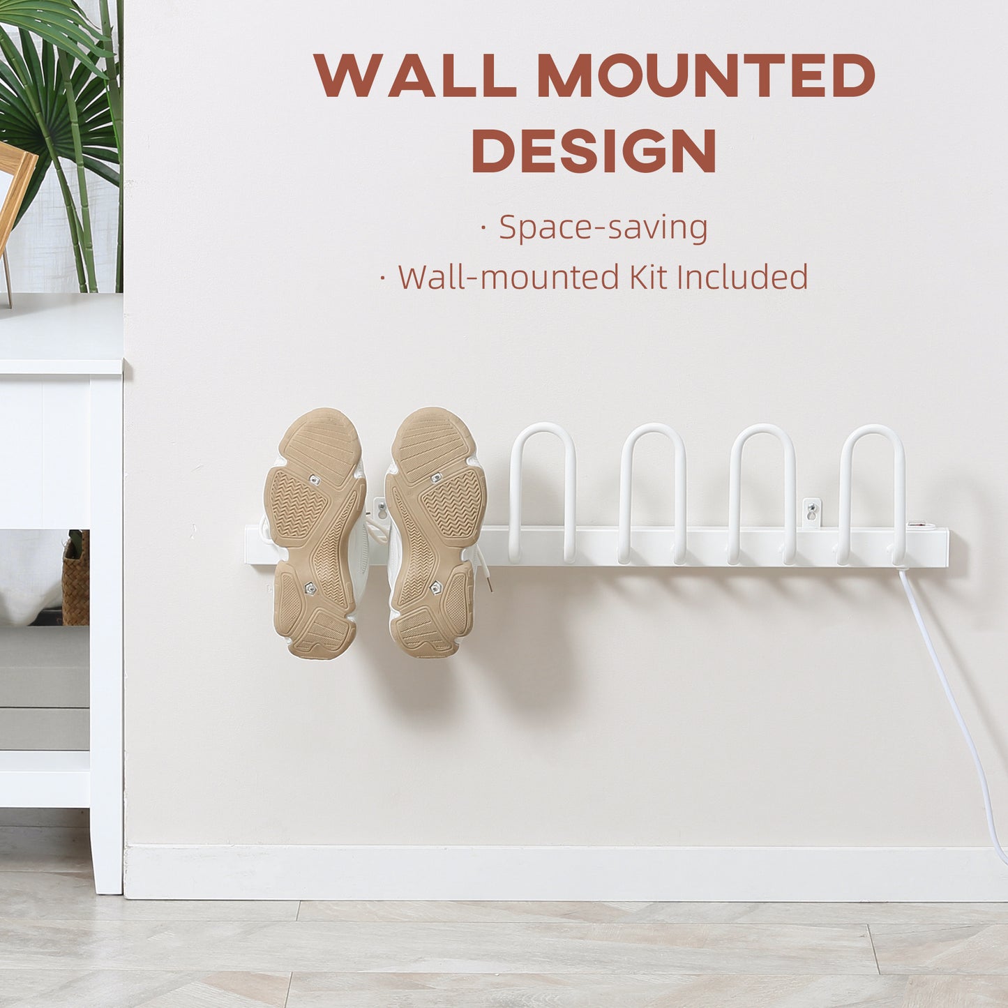 Wall Mounted Electric Shoe Dryer Shoe Warmers for Boots 3 Pairs White