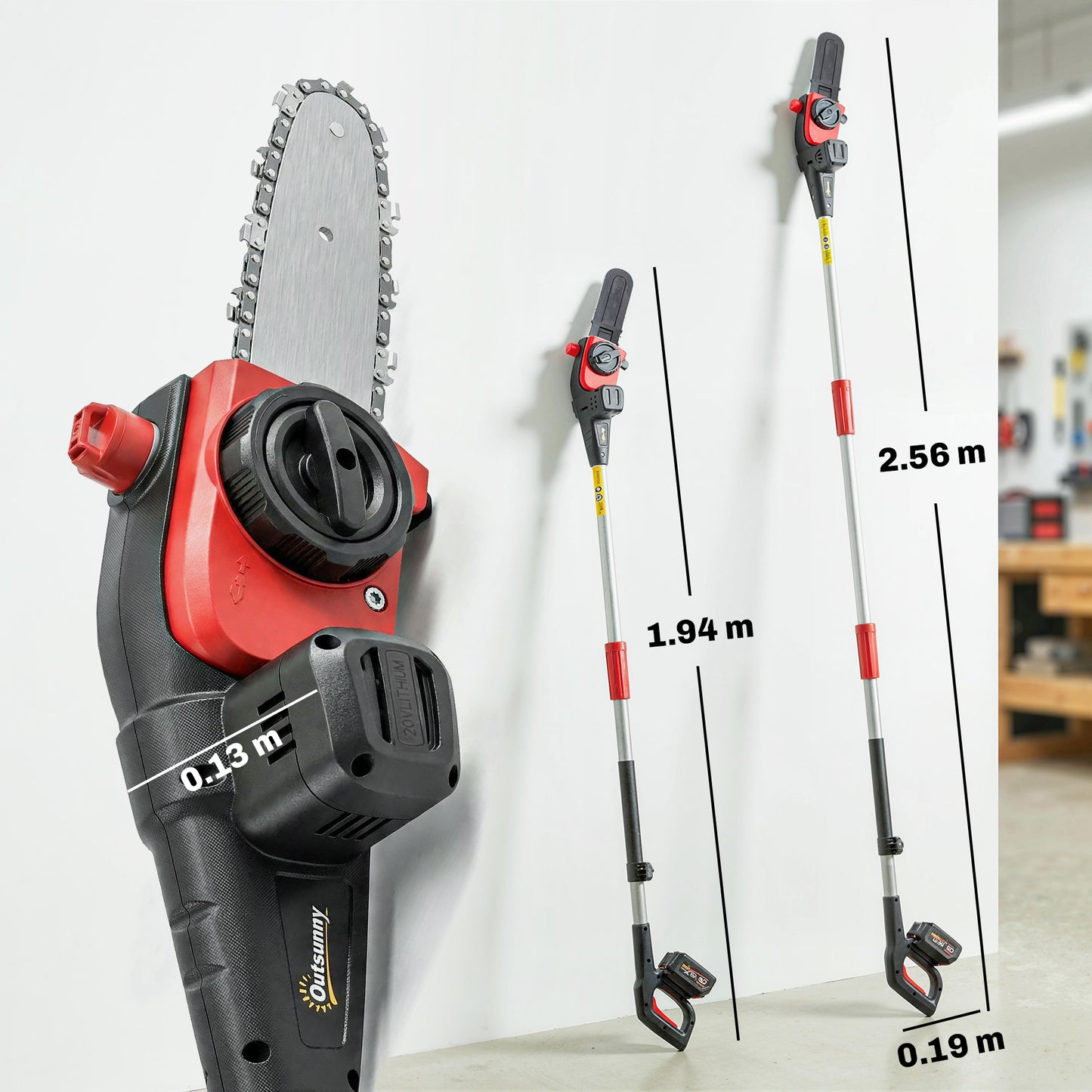 Cordless Pole Chainsaw, 1.94m/2.56m Electric Chainsaw