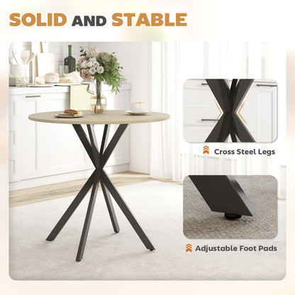 80cm Round Dining Table, Industrial Kitchen Table with Steel Legs