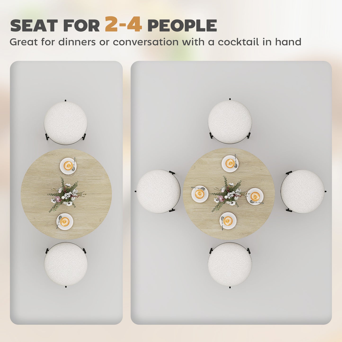 80cm Round Dining Table, Industrial Kitchen Table with Steel Legs