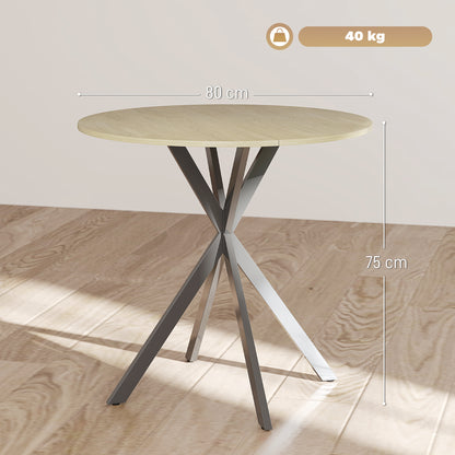 80cm Round Dining Table, Industrial Kitchen Table with Steel Legs