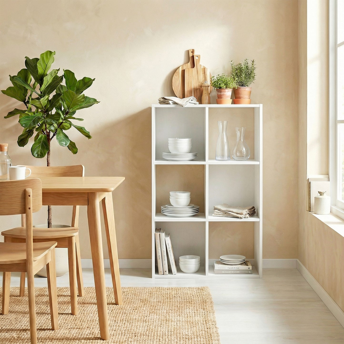 Industrial Storage Shelf, Bookcase, Bookshelf, White Wood Effect