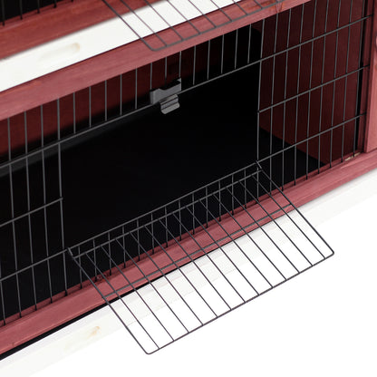 2 Tier Wooden Rabbit Hutch Guinea Pigs Hutch Small Pet Animal Ferret Bunny House Cage for Indoor and Outdoor 136.4x50x93cm